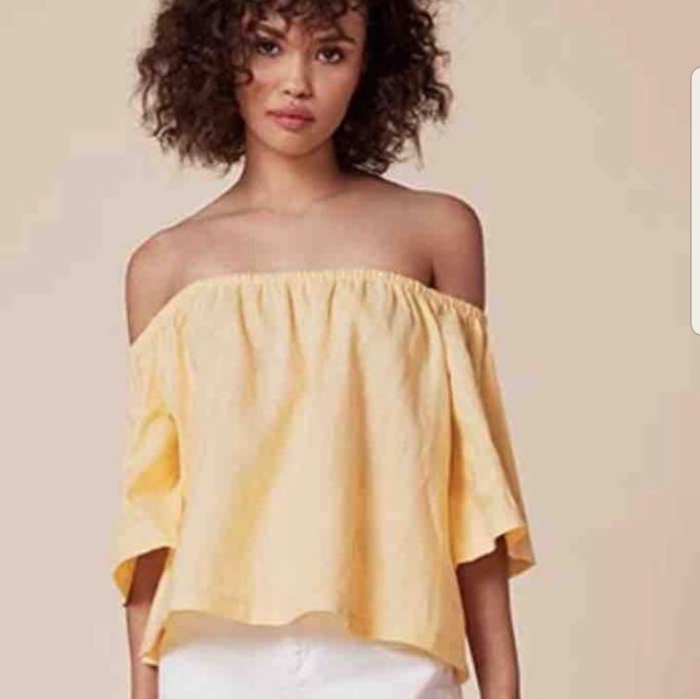 Reformation yellow linen tube blouse top